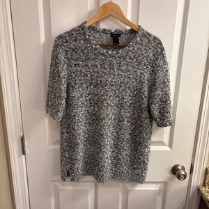 Ann Taylor Factory Short Sleeve Black and White Knit Sweater XL